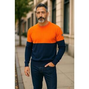 NWT Weekend Offender Men’s XL Capistrano Sweater Color Block Orange/Black